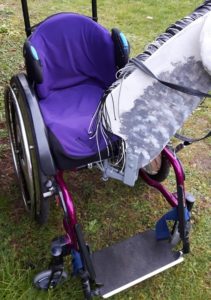 Pferdekopf für Rollstuhl Durch robustes Schnellwechsel-Scharnier mit dem Rollstuhl verbunden